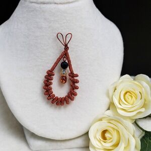 Handmade Copper Wire Wrapped Teardrop Pendant Unique Bead Dangle‎ Ornament